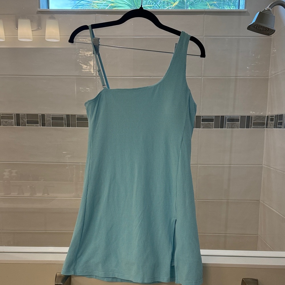 Beach Riot Tiffany Blue one shoulder athletic dress with built in shorts size M - Picture 4 of 7